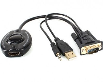 Convertidor VGA a HDMI BROBOTIX - Negro, VGA, HDMI+ Audio