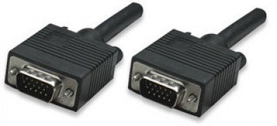 Cable VGA - HD15 MANHATTAN - 3 m, VGA (D-Sub), VGA (D-Sub), Macho/Macho, Negro