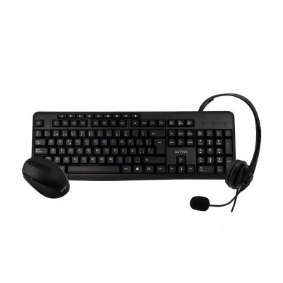 Kit de Oficina: teclado, mouse y audífonos ACTECK KT30 Negro