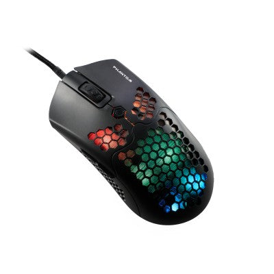 Mouse Gamer Naceb Technology Phantom - 6 botones + scroll, USB, 400-10000 DPI, Iluminacion RGB, sensor PAW3325, cable reforzado 1.8mts
